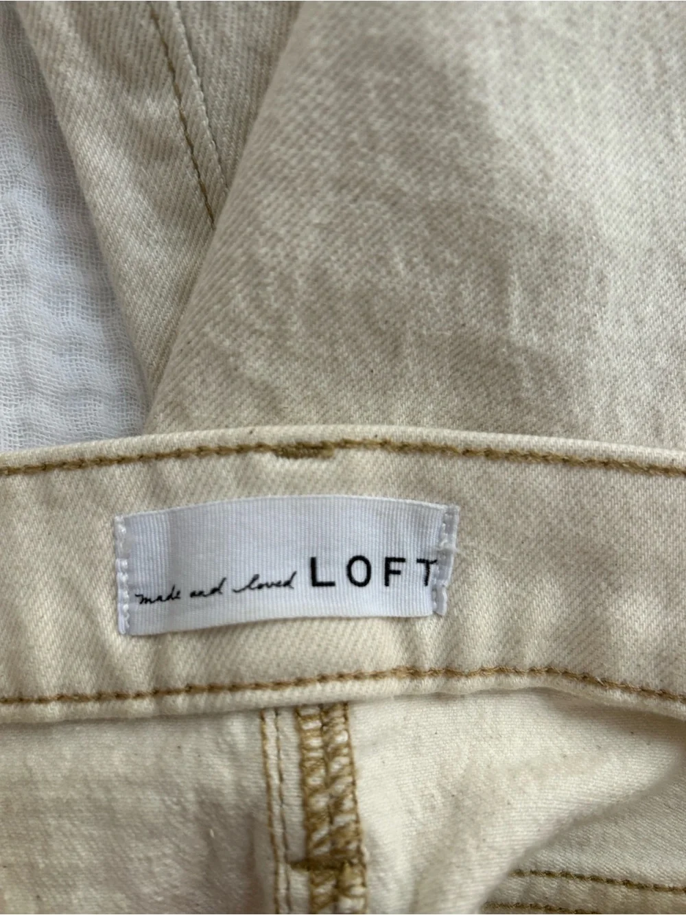 LOFT Cream Relaxed Straight Jeans